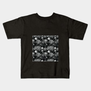 Black & White Abstract Botanical Digital Kids T-Shirt